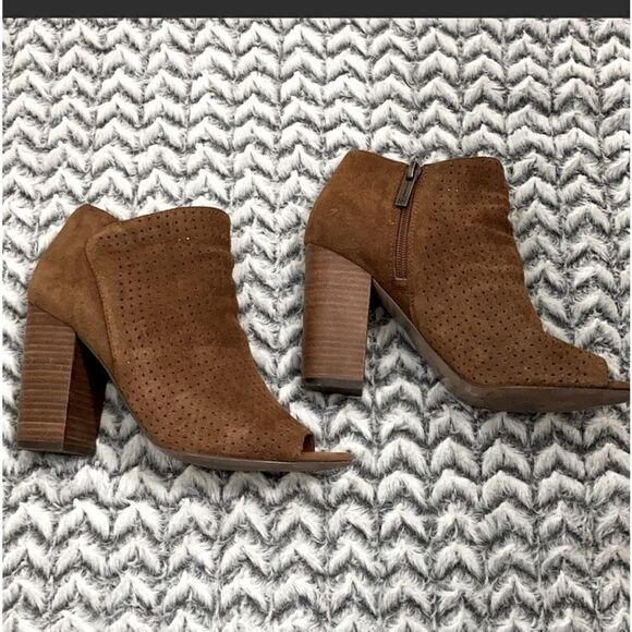 Jessica Simpson Suede Ankle Boots with Peep Toe - Picture 2 of 4